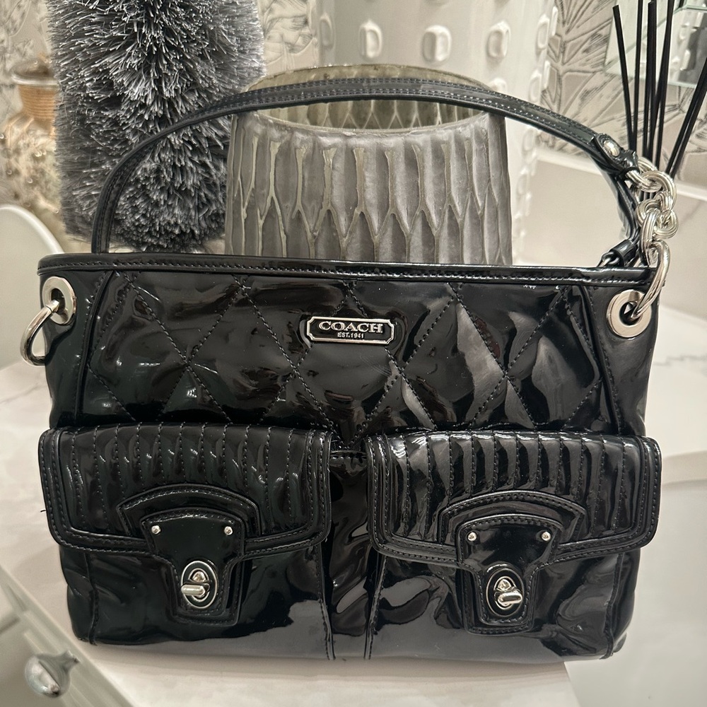 Coach Black Patent Leather Shoulder Bag